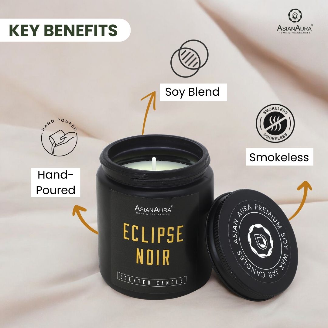 Black Screw Jar Candle(Pack of 4)- Dark mahogany, Lavender Serenity, Dark Coffee, Eclipse Noir