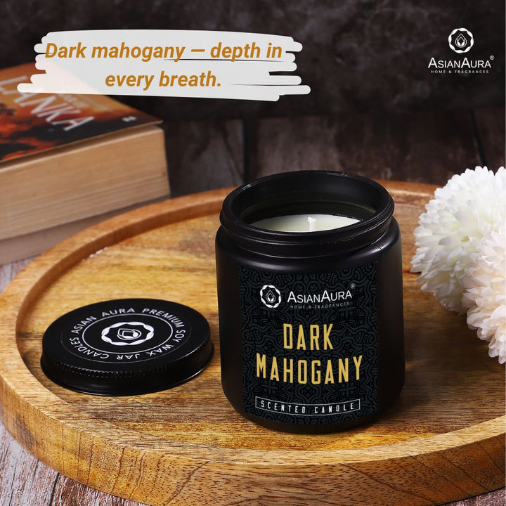 Black Screw Jar Candle(Pack of 4)- Dark mahogany, Lavender Serenity, Dark Coffee, Eclipse Noir