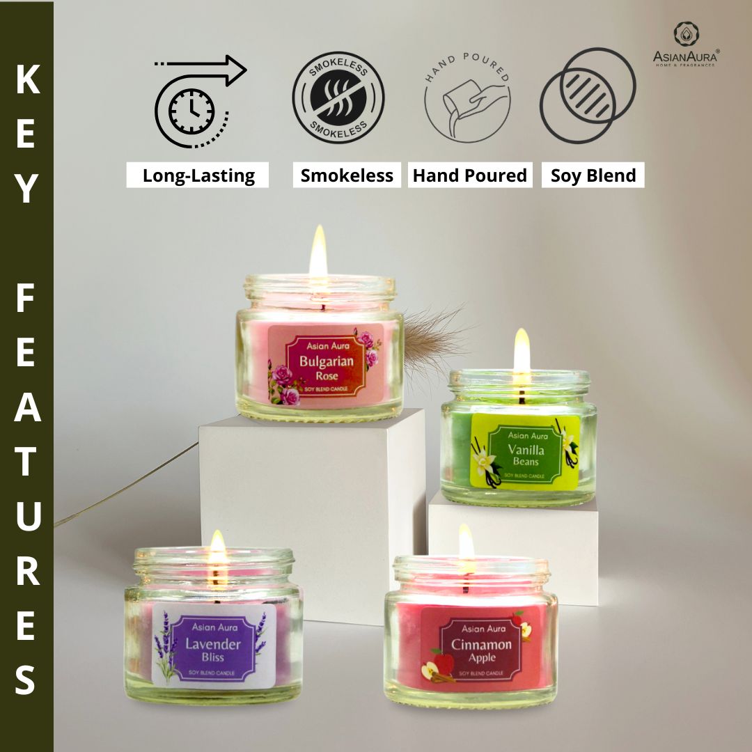 Scented Glass Jar Candles (Pack of 4)