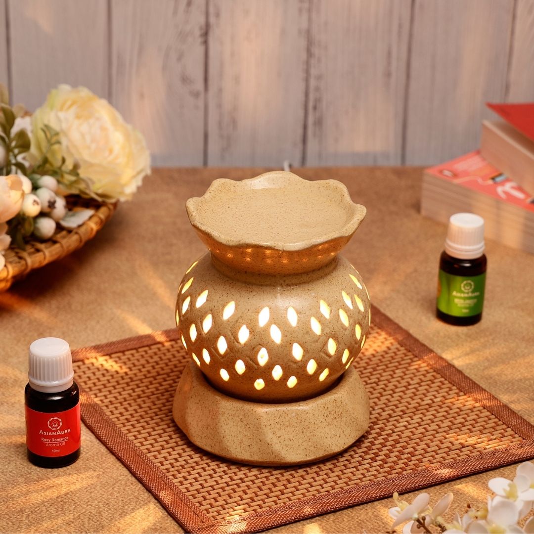 Scalloped Round Pot Electric Diffuser - Brown