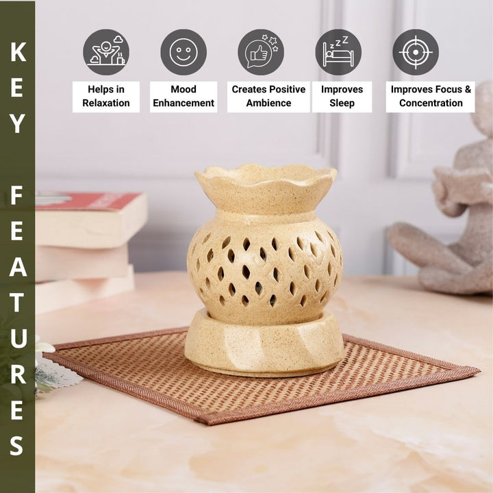 Scalloped Round Pot Electric Diffuser - Brown