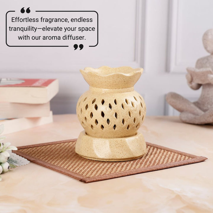 Scalloped Round Pot Electric Diffuser - Brown