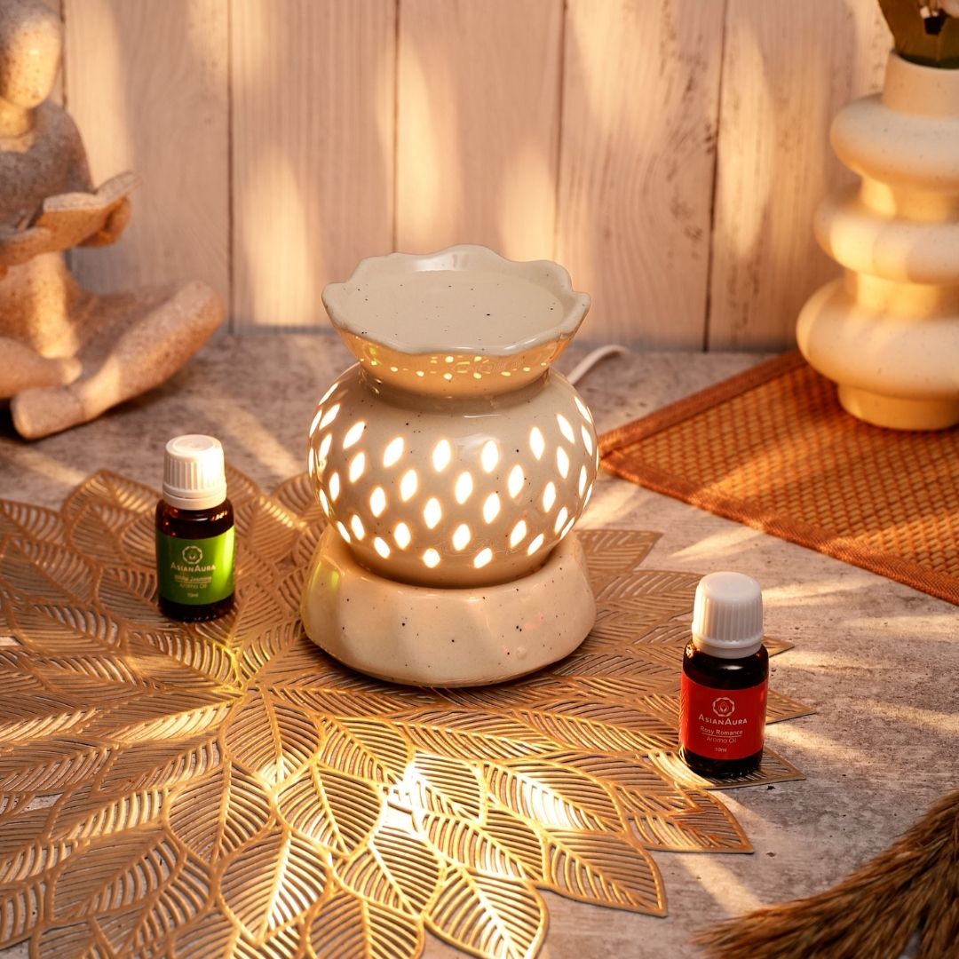 Scalloped Round Pot Electric Diffuser - White