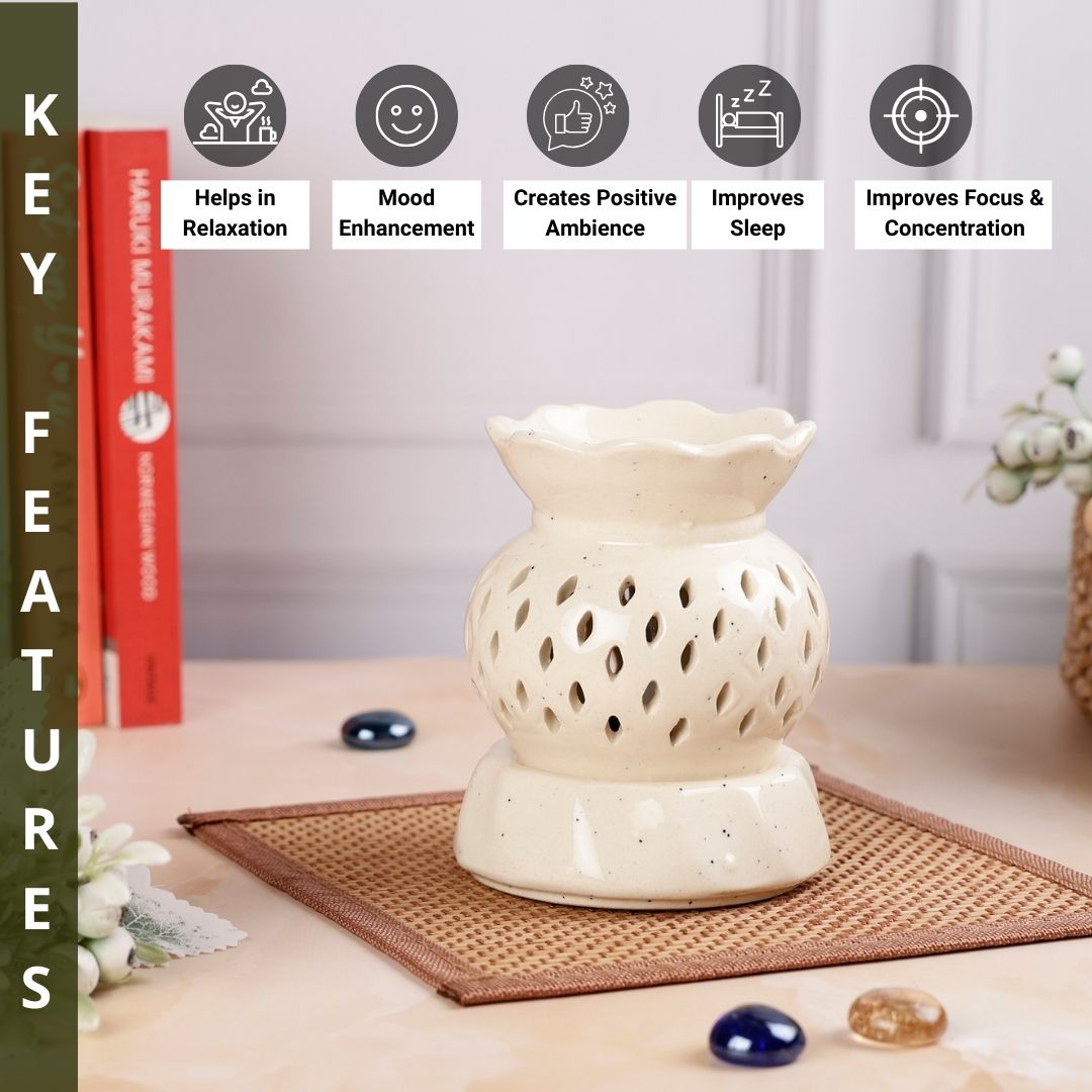 Scalloped Round Pot Electric Diffuser - White