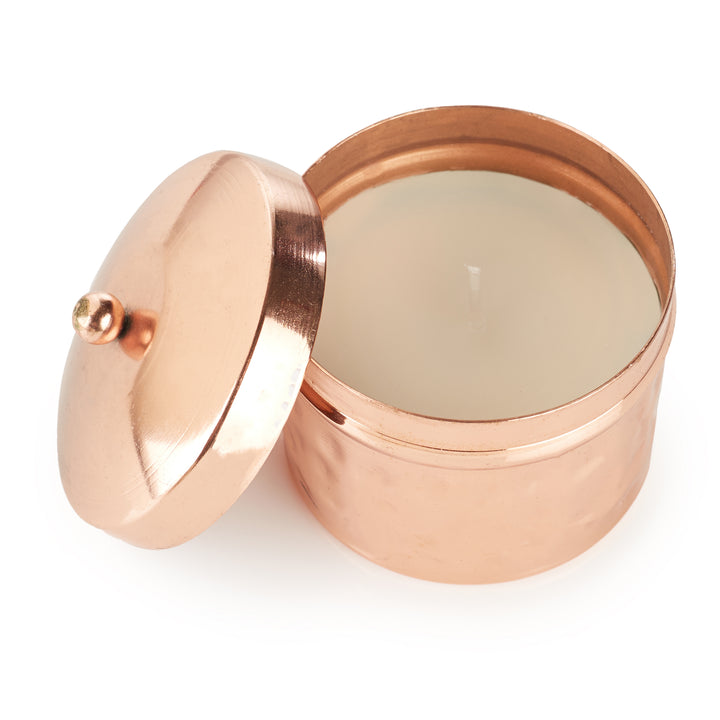 Copper Hammered Metal Pot Candle