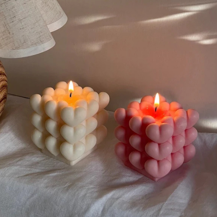 Heart Shaped Bubble Candle (Pack of 4)