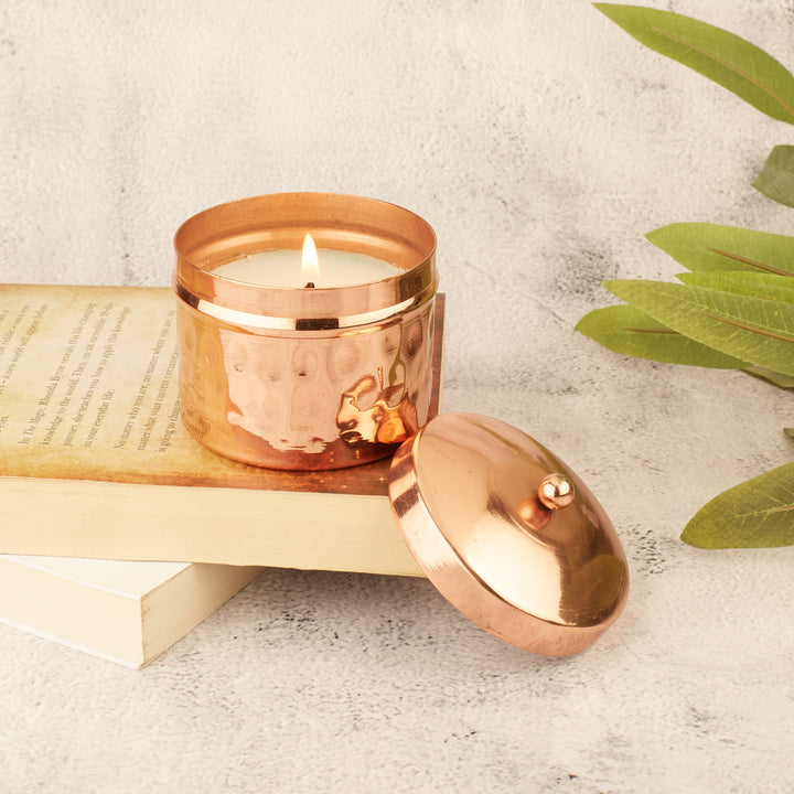 Copper Hammered Metal Pot Candle