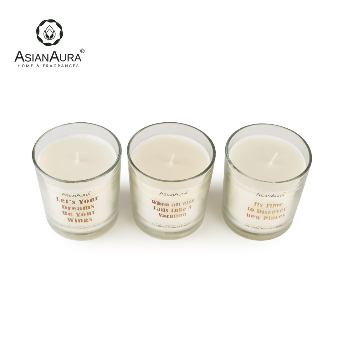 Quoted Scented Glass Jar Candle - Pack Of 3