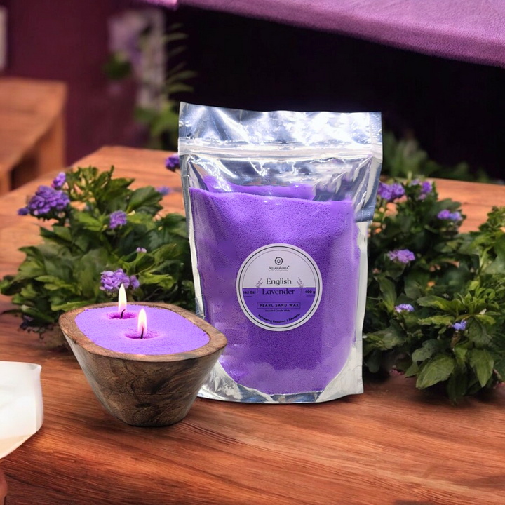 Pearl Sand Wax Candle Making Kit (Lavender Scented) - 400 gm