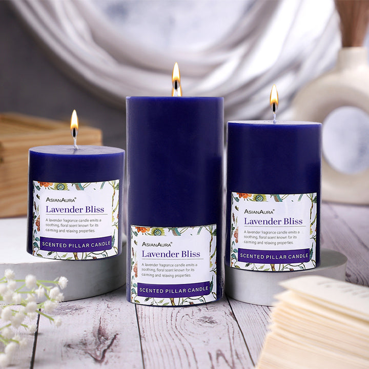 Lavender Bliss Pillar Candle (Pack of 3)