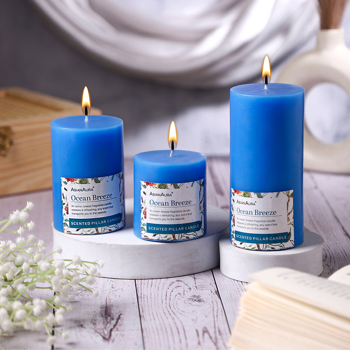 Ocean Breeze Pillar Candle (Pack of 3)