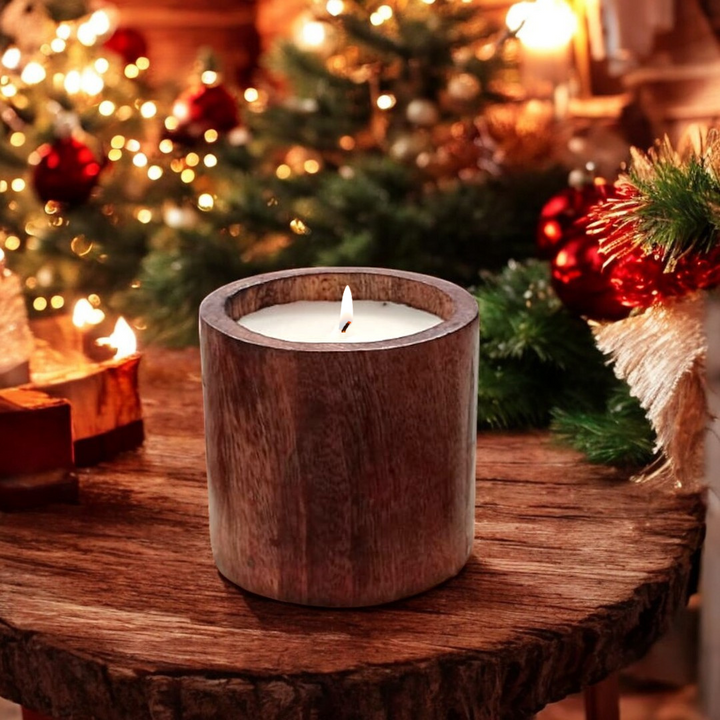 Scented Wooden Cylindrical Shaped Candle - Vanilla Fragrance