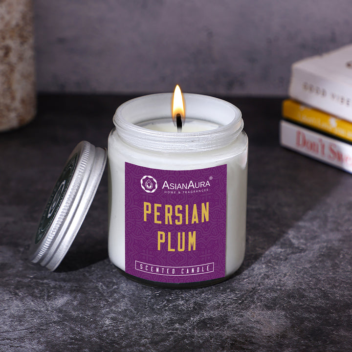 White Screw Jar Candle - Persian Plum