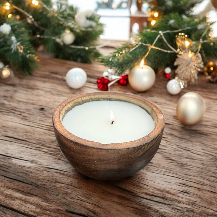 Scented Wooden Bowl Candle - Vanilla Fragrance