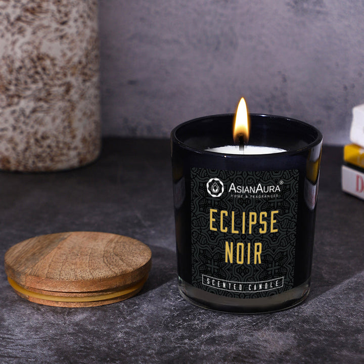 Black Jar Candle with Wooden Lid  - Eclipse Noir