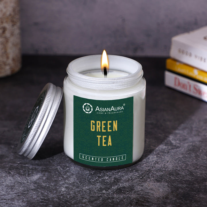 White Screw Jar Candle - Green Tea