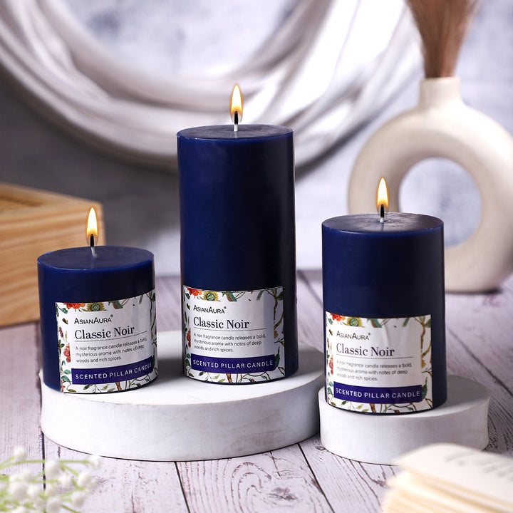 Classic Noir Pillar Candle (Pack of 3)