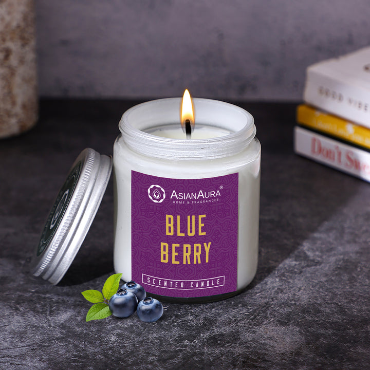 White Screw Jar Candle - Blue Berry