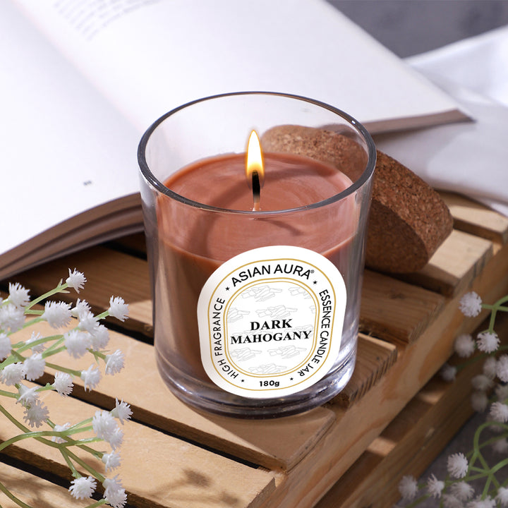 Jar Candle with Wooden Lid - Dark Mahogany