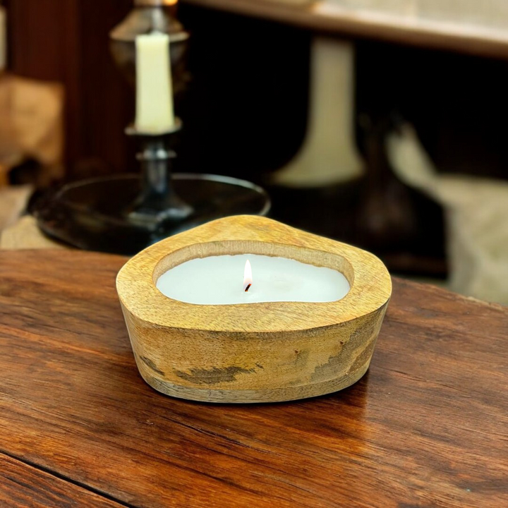 Scented Wooden Amoeba Shaped Candle - Vanilla Fragrance