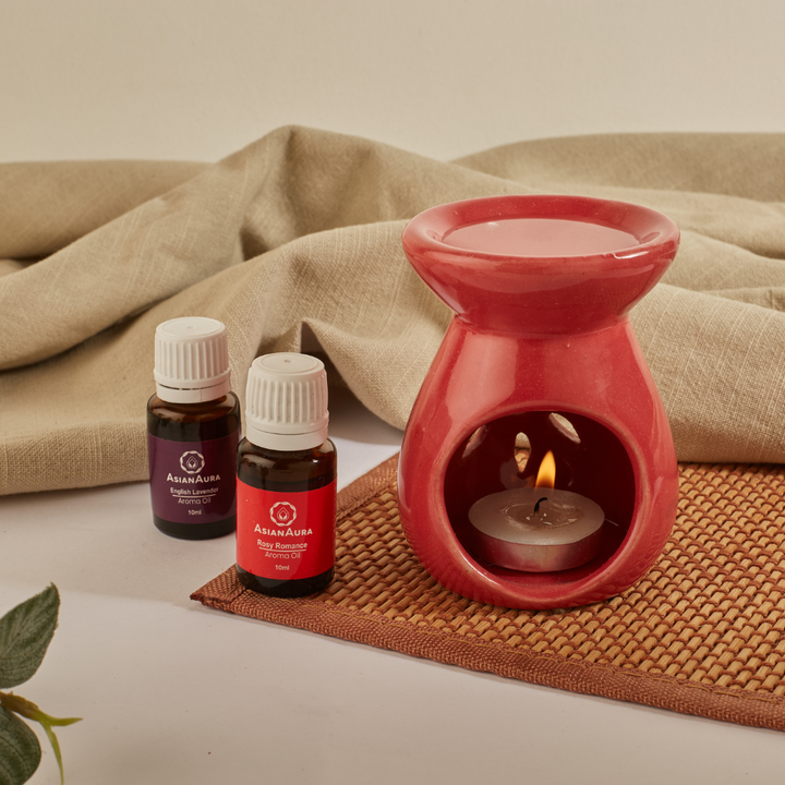 Red Candle Diffuser with 2 Aroma Oils