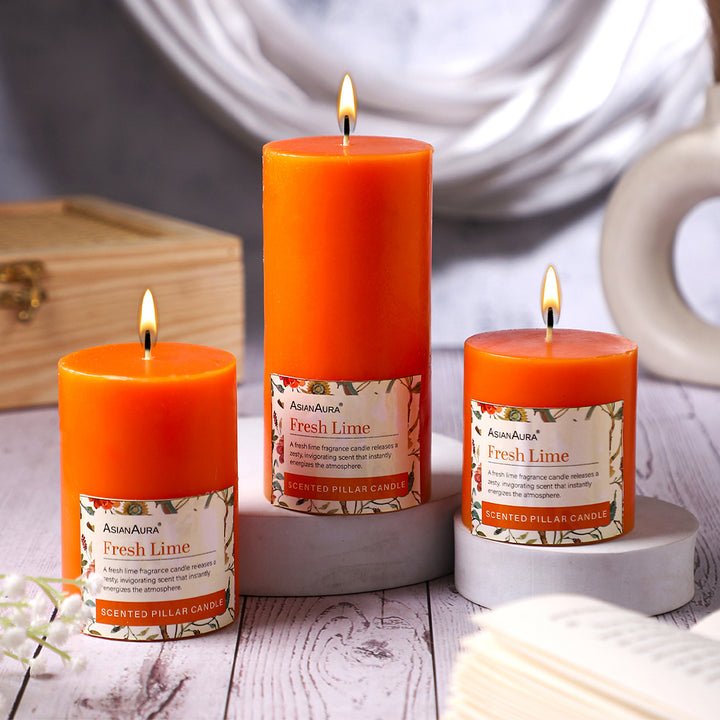 Fresh Lime Pillar Candle (Pack of 3)