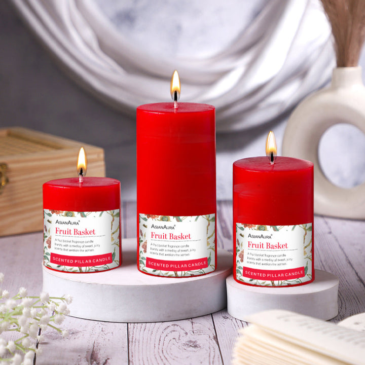 Fruit Basket Pillar Candle (Pack of 3)