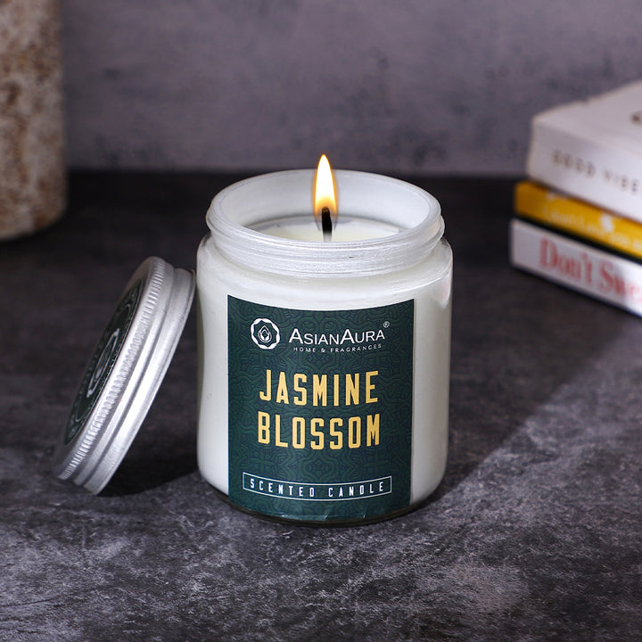 White Screw Jar Candle - Jasmine Blossom