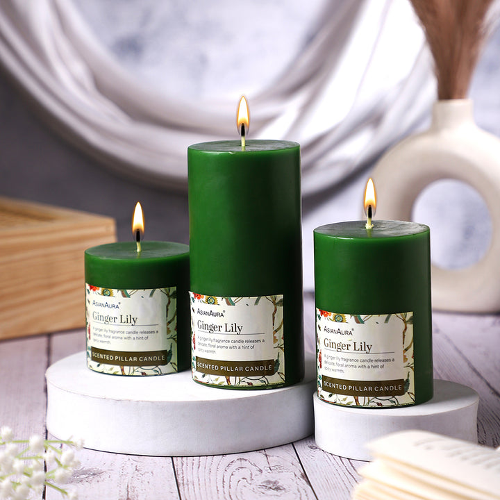 Ginger Lily Pillar Candle (Pack of 3)