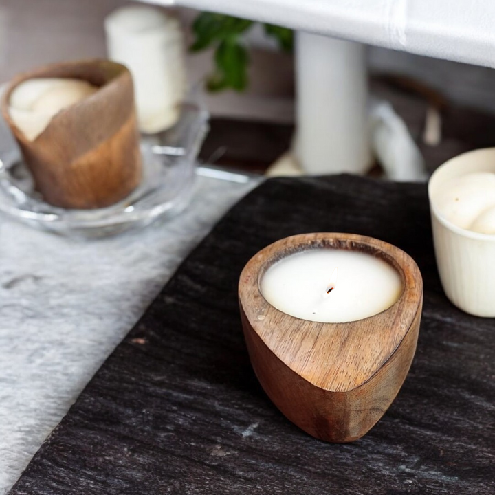 Scented Wooden Teardrop Glow Candle - Vanilla Candle