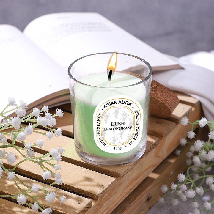 Jar Candle with Wooden Lid - Lush Lemongrass