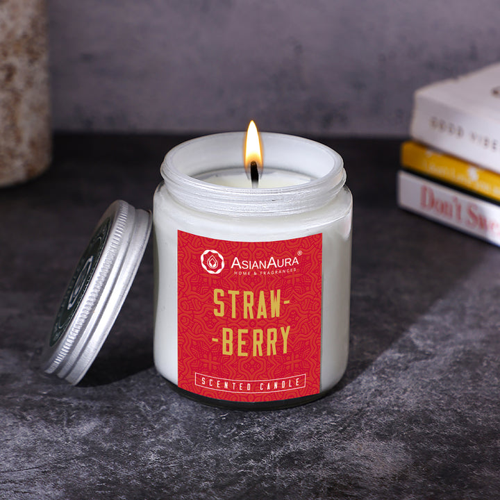 White Screw Jar Candle - Strawberry