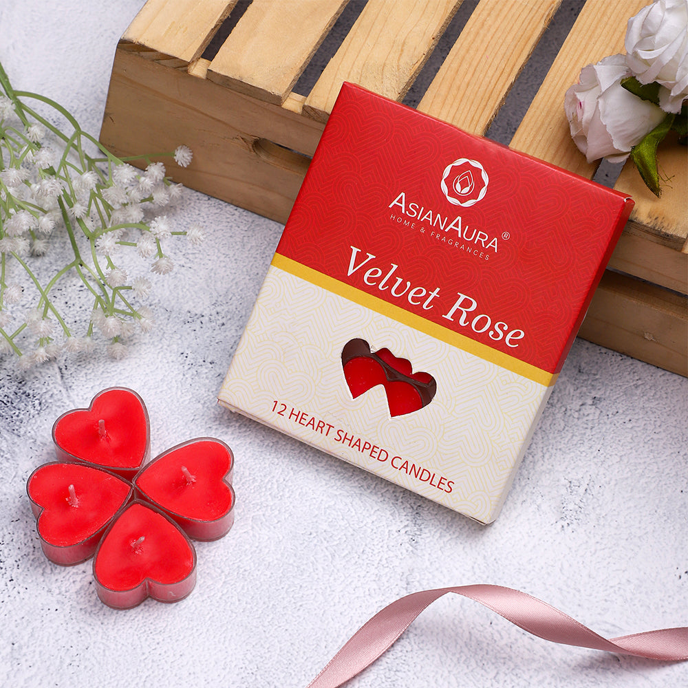 Velvet Rose Heart Shaped Candle
