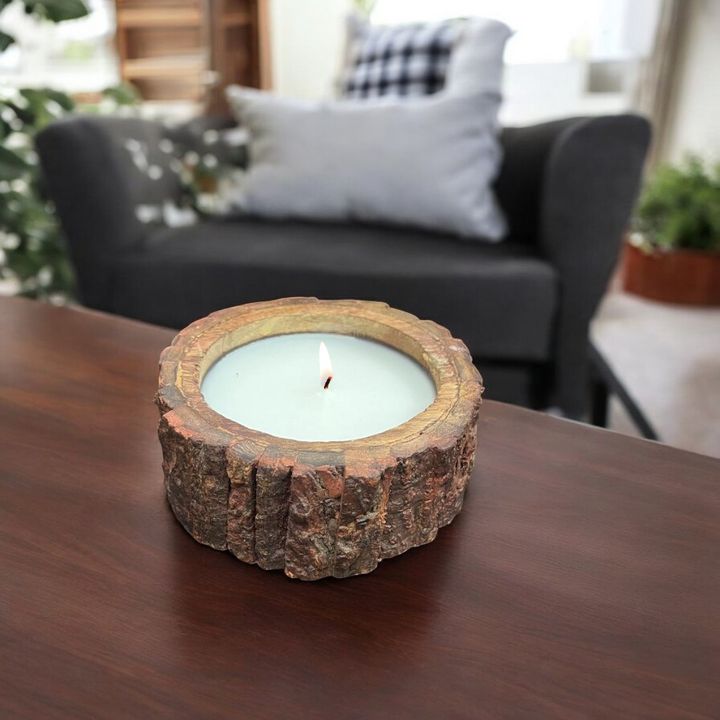 Scented Wooden Log Candle - Vanilla Fragrance