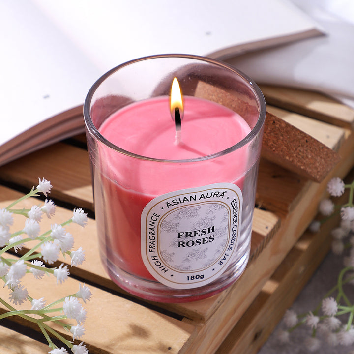 Jar Candle with Wooden Lid - Fresh Rose