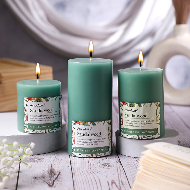 Sandalwood Pillar Candle (Pack of 3)