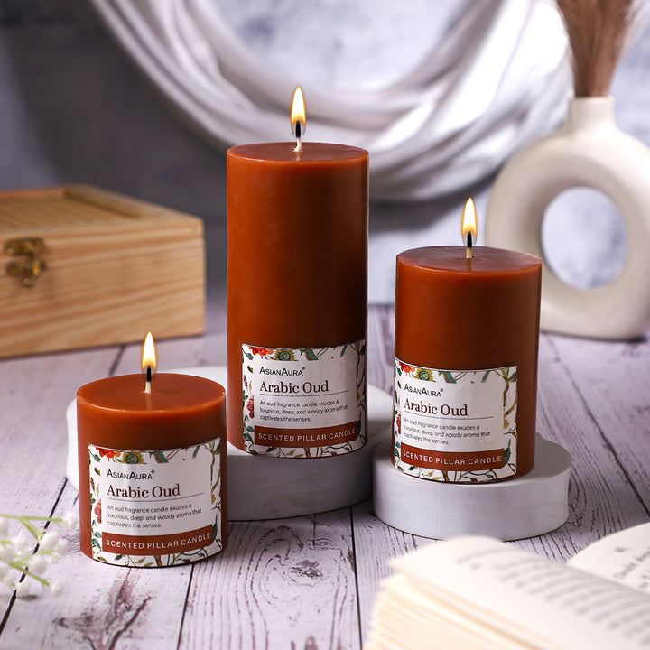 Arabic Oud Pillar Candle (Pack of 3)