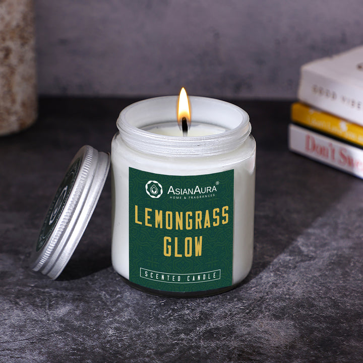 White Screw Jar Candle - Lemongrass Glow