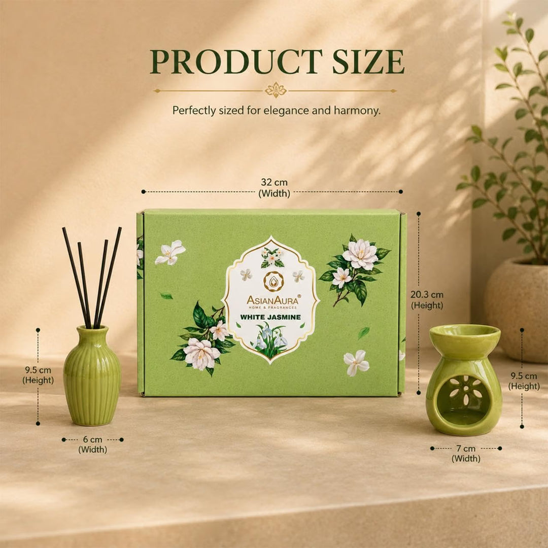 Asian Aura Aroma Gift Set with Oil Burner, Reed Diffuser, Jar Candles & Floater Candles
