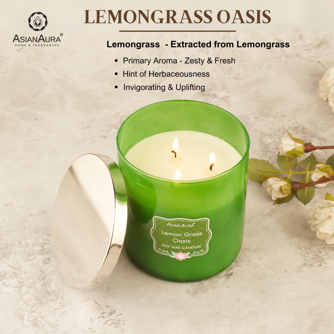 3 Wick Glass Jar Candle - Lemongrass Oasis