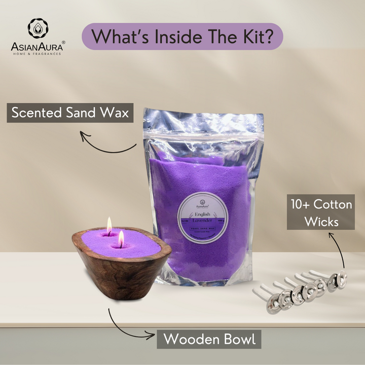 Pearl Sand Wax Candle Making Kit (Lavender Scented) - 400 gm