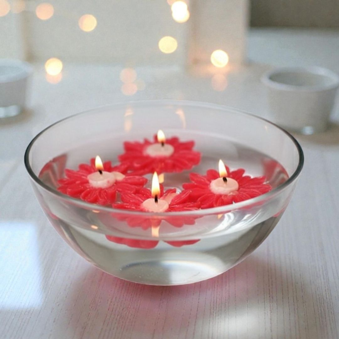 VALENTINE DAISY BLOOM CANDLE PACK OF 4