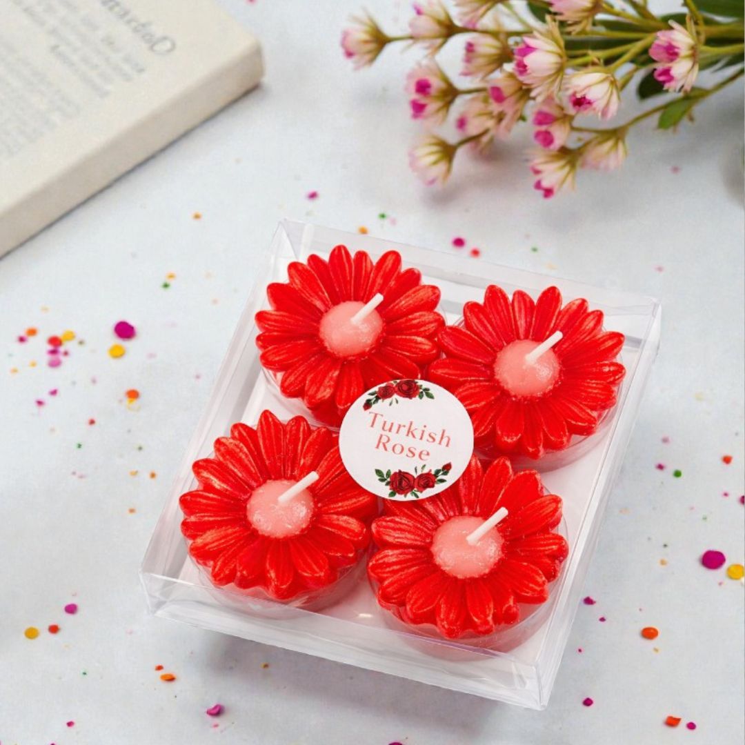 VALENTINE DAISY BLOOM CANDLE PACK OF 4