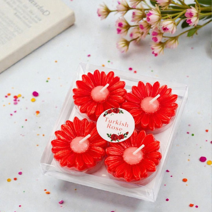 VALENTINE DAISY BLOOM CANDLE PACK OF 4