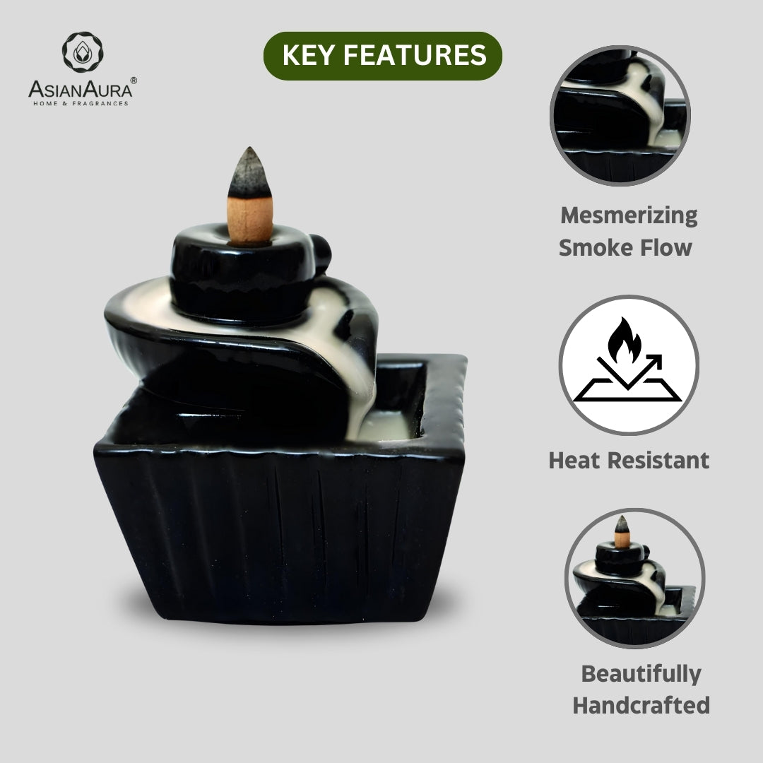 Shivling Ceramic Backflow Fountain Burner with 50 Scented Cones