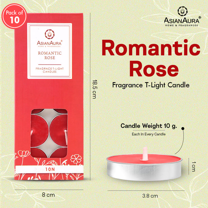 Romantic Rose T-Light Candles - Pack Of 10