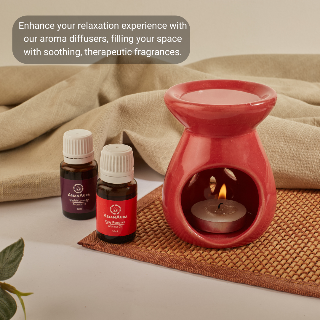 Red Candle Diffuser with 2 Aroma Oils