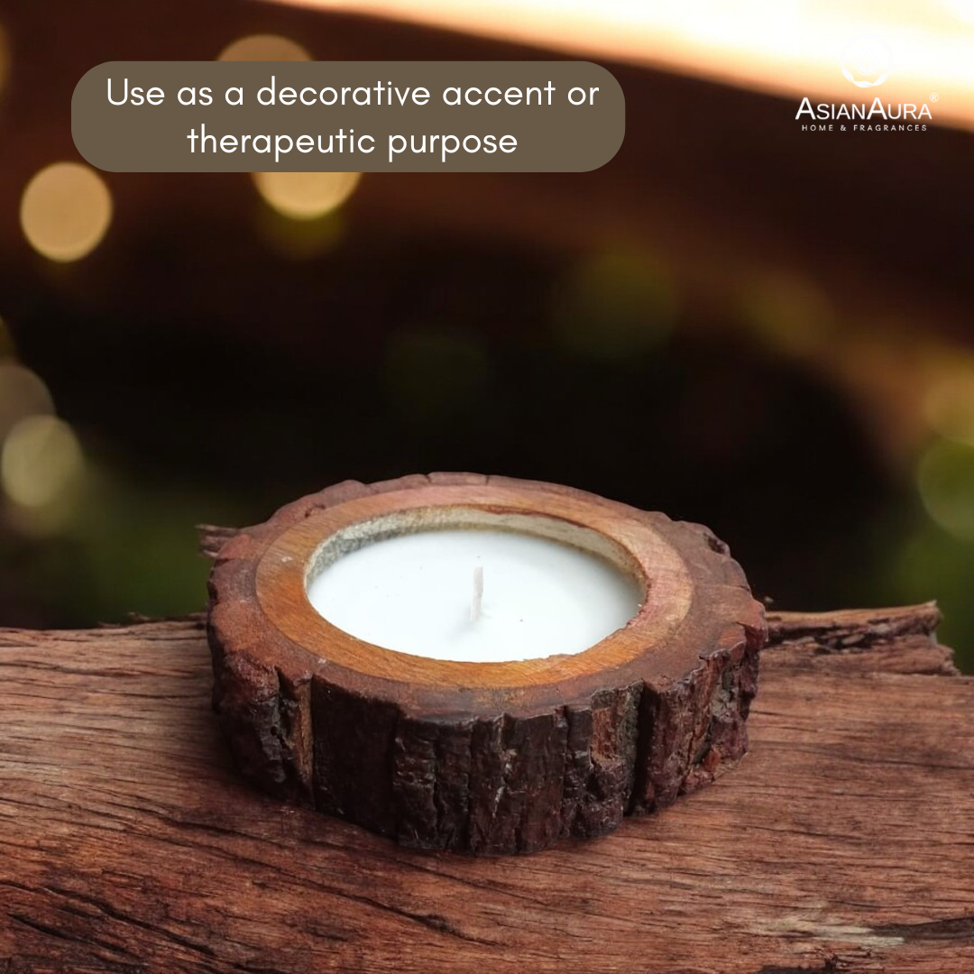 Scented Wooden Log Candle - Vanilla Fragrance