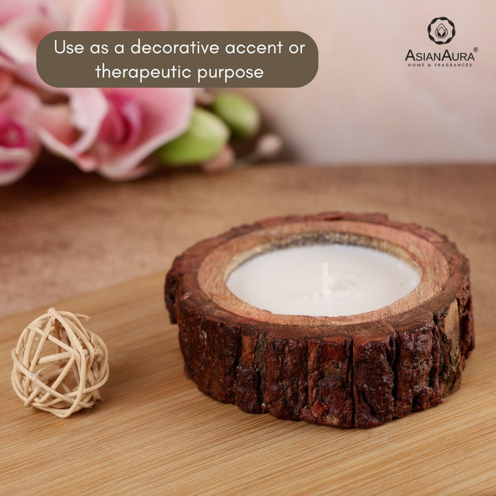 Scented Wooden Log Candle - Vanilla Fragrance