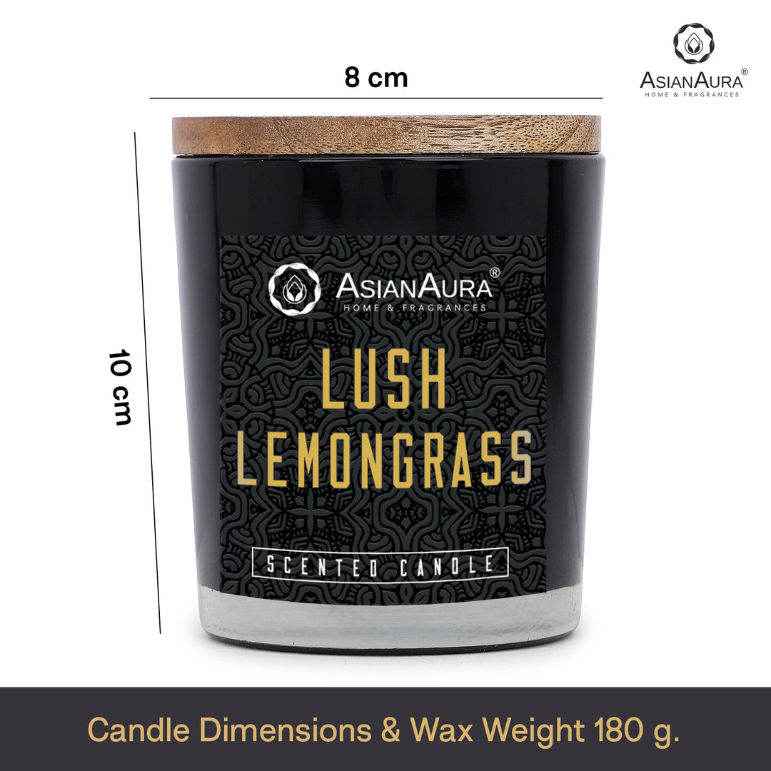 Black Jar Candle with Wooden Lid  - Lush Lemongrass